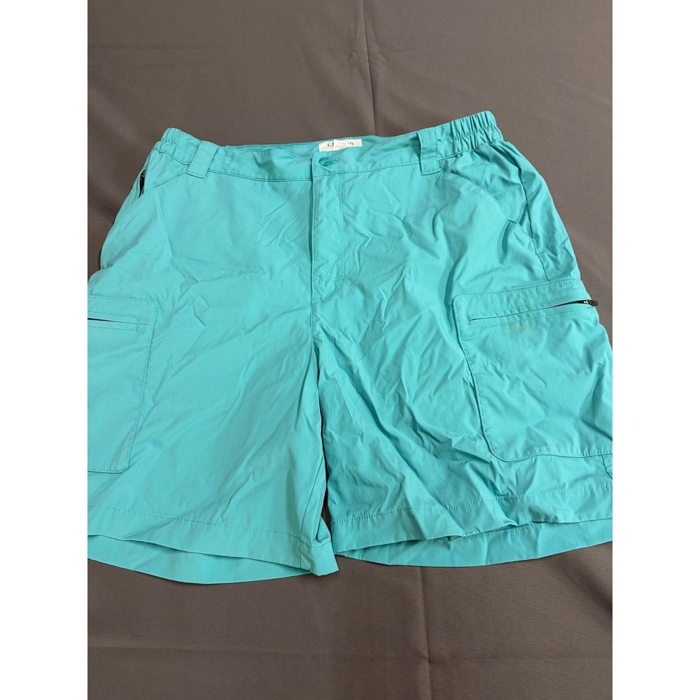 LL Bean Comfort Gold Shorts Mens Medium Regular Teal Blue Nylon Spandex Hiking - Picture 2 of 11